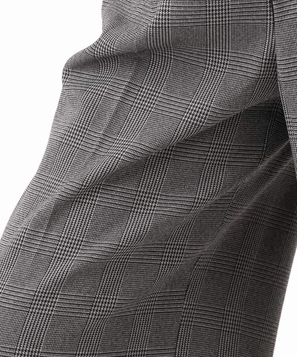 F1LJE45160 MK MICHEL KLEIN(小さいサイズ)(メゾン ドゥ サンク) 【小さいサイズ】[洗える/イージーケア/抗ピリング/ナチュラルストレッチ/ソフトタッチ]ストレートワイドシルエットパンツ（チェック） ダークグレー