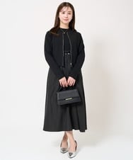 F1PFA21210 MK MICHEL KLEIN(小さいサイズ)(メゾン ドゥ サンク) 【小さいサイズ】ニット×タフタ タックギャザー切替えワンピース/洗える/セットアップ対応 ライトグレー