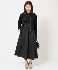 F1PFA21210 MK MICHEL KLEIN(小さいサイズ)(メゾン ドゥ サンク) 【小さいサイズ】ニット×タフタ タックギャザー切替えワンピース/洗える/セットアップ対応 ライトグレー