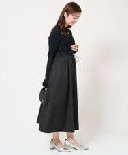 F1PFA21210 MK MICHEL KLEIN(小さいサイズ)(メゾン ドゥ サンク) 【小さいサイズ】ニット×タフタ タックギャザー切替えワンピース/洗える/セットアップ対応 ライトグレー