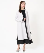 F1PFA21210 MK MICHEL KLEIN(小さいサイズ)(メゾン ドゥ サンク) 【小さいサイズ】ニット×タフタ タックギャザー切替えワンピース/洗える/セットアップ対応 ライトグレー