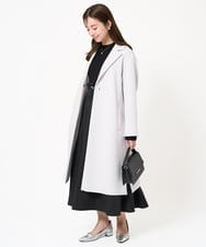 F1PFA21210 MK MICHEL KLEIN(小さいサイズ)(メゾン ドゥ サンク) 【小さいサイズ】ニット×タフタ タックギャザー切替えワンピース/洗える/セットアップ対応 ライトグレー