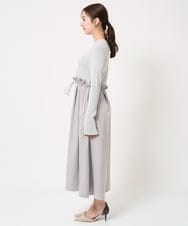 F1PFA21210 MK MICHEL KLEIN(小さいサイズ)(メゾン ドゥ サンク) 【小さいサイズ】ニット×タフタ タックギャザー切替えワンピース/洗える/セットアップ対応 ライトグレー