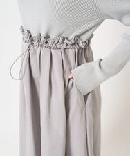F1PFA21210 MK MICHEL KLEIN(小さいサイズ)(メゾン ドゥ サンク) 【小さいサイズ】ニット×タフタ タックギャザー切替えワンピース/洗える/セットアップ対応 ライトグレー