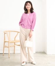 F1SGD32150 MK MICHEL KLEIN(小さいサイズ)(メゾン ドゥ サンク) 【小さいサイズ】アイレット編みニット/前後2way/洗える ピンク