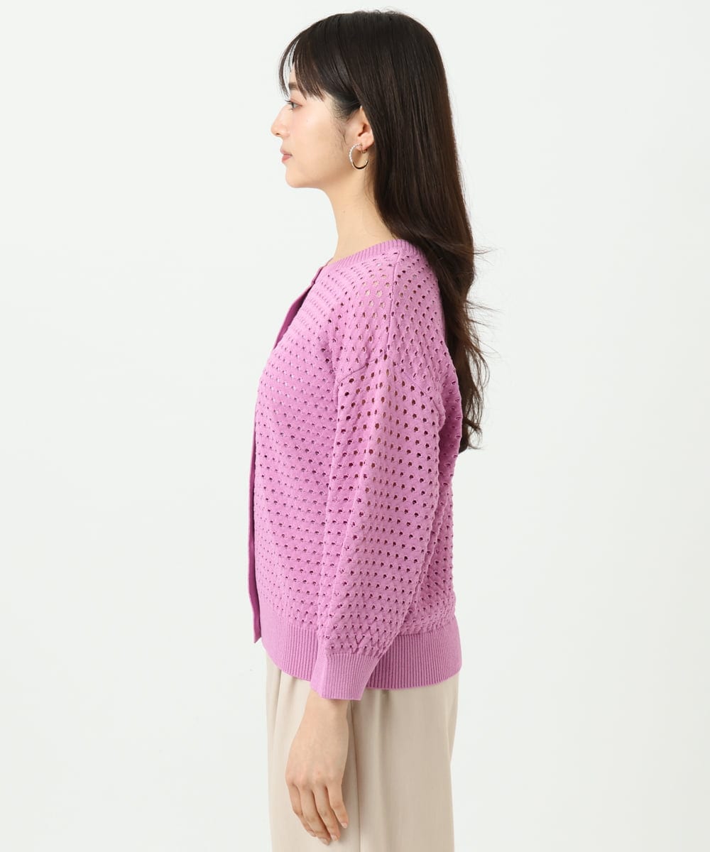 F1SGD32150 MK MICHEL KLEIN(小さいサイズ)(メゾン ドゥ サンク) 【小さいサイズ】アイレット編みニット/前後2way/洗える ピンク