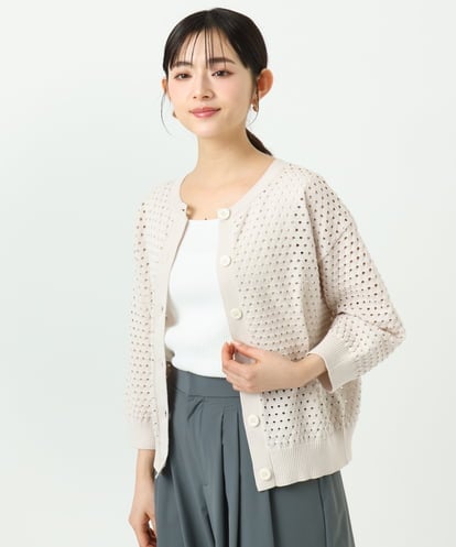 F1SGD32150 MK MICHEL KLEIN(小さいサイズ) 【小さいサイズ】アイレット編みニット/前後2way/洗える