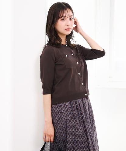 F1SGD53140 MK MICHEL KLEIN(小さいサイズ) 【小さいサイズ】[UVカット/接触冷感/洗える]コンパクトニットカーディガン