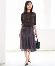 F1SGD53140 MK MICHEL KLEIN(小さいサイズ)(メゾン ドゥ サンク) 【小さいサイズ】[UVカット/接触冷感/洗える]コンパクトニットカーディガン ブラウン