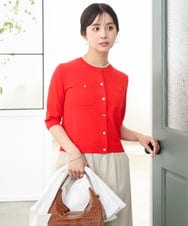 F1SGD53140 MK MICHEL KLEIN(小さいサイズ)(メゾン ドゥ サンク) 【小さいサイズ】[UVカット/接触冷感/洗える]コンパクトニットカーディガン ブラウン