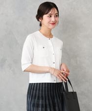 F1SGD53140 MK MICHEL KLEIN(小さいサイズ)(メゾン ドゥ サンク) 【小さいサイズ】[UVカット/接触冷感/洗える]コンパクトニットカーディガン ブラウン