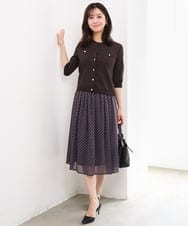 F1SGD53140 MK MICHEL KLEIN(小さいサイズ)(メゾン ドゥ サンク) 【小さいサイズ】[UVカット/接触冷感/洗える]コンパクトニットカーディガン ブラウン