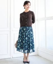 F1SGD53140 MK MICHEL KLEIN(小さいサイズ)(メゾン ドゥ サンク) 【小さいサイズ】[UVカット/接触冷感/洗える]コンパクトニットカーディガン ブラウン