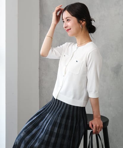 F1SGD53140 MK MICHEL KLEIN(小さいサイズ) 【小さいサイズ】[UVカット/接触冷感/洗える]コンパクトニットカーディガン