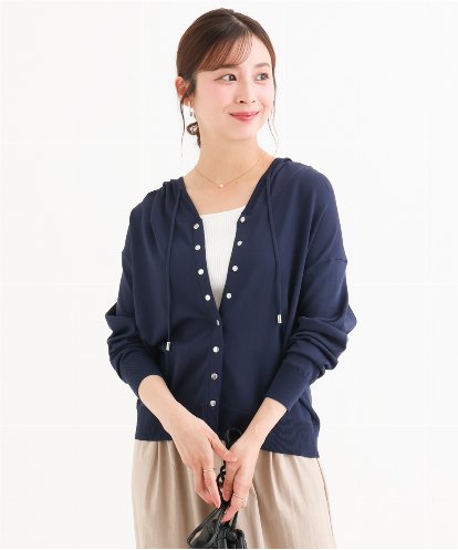 F1SHD61150 MK MICHEL KLEIN(小さいサイズ) 【小さいサイズ】[UVカット/接触冷感/洗える]ニットフードパーカー