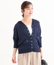 F1SHD61150 MK MICHEL KLEIN(小さいサイズ)(メゾン ドゥ サンク) 【小さいサイズ】[UVカット/接触冷感/洗える]ニットフードパーカー ネイビー