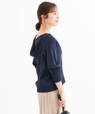F1SHD61150 MK MICHEL KLEIN(小さいサイズ)(メゾン ドゥ サンク) 【小さいサイズ】[UVカット/接触冷感/洗える]ニットフードパーカー ネイビー