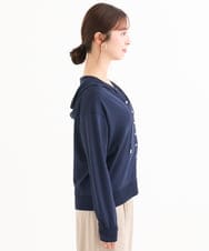 F1SHD61150 MK MICHEL KLEIN(小さいサイズ)(メゾン ドゥ サンク) 【小さいサイズ】[UVカット/接触冷感/洗える]ニットフードパーカー ネイビー
