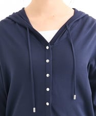 F1SHD61150 MK MICHEL KLEIN(小さいサイズ)(メゾン ドゥ サンク) 【小さいサイズ】[UVカット/接触冷感/洗える]ニットフードパーカー ネイビー