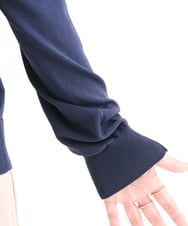 F1SHD61150 MK MICHEL KLEIN(小さいサイズ)(メゾン ドゥ サンク) 【小さいサイズ】[UVカット/接触冷感/洗える]ニットフードパーカー ネイビー