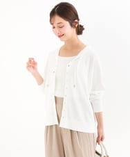 F1SHD61150 MK MICHEL KLEIN(小さいサイズ)(メゾン ドゥ サンク) 【小さいサイズ】[UVカット/接触冷感/洗える]ニットフードパーカー ネイビー