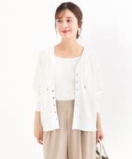 F1SHD61150 MK MICHEL KLEIN(小さいサイズ)(メゾン ドゥ サンク) 【小さいサイズ】[UVカット/接触冷感/洗える]ニットフードパーカー ホワイト