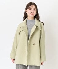 F1UAA50380 MK MICHEL KLEIN(小さいサイズ)(メゾン ドゥ サンク) 【小さいサイズ】Super100sウール2wayカラーミディーコート ライトグリーン