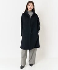 F1UAA58380 MK MICHEL KLEIN(小さいサイズ)(メゾン ドゥ サンク) 【小さいサイズ】Super100sウールスタンドカラーコート ブラック