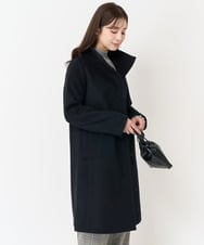 F1UAA58380 MK MICHEL KLEIN(小さいサイズ)(メゾン ドゥ サンク) 【小さいサイズ】Super100sウールスタンドカラーコート ブラック