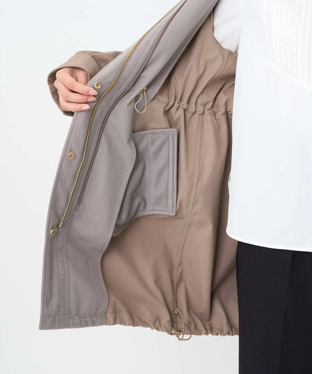 F1VAD42380 MK MICHEL KLEIN(小さいサイズ)(メゾン ドゥ サンク) 【小さいサイズ】ダウンライナー付きマルチwayモッズコート/撥水加工 モカ