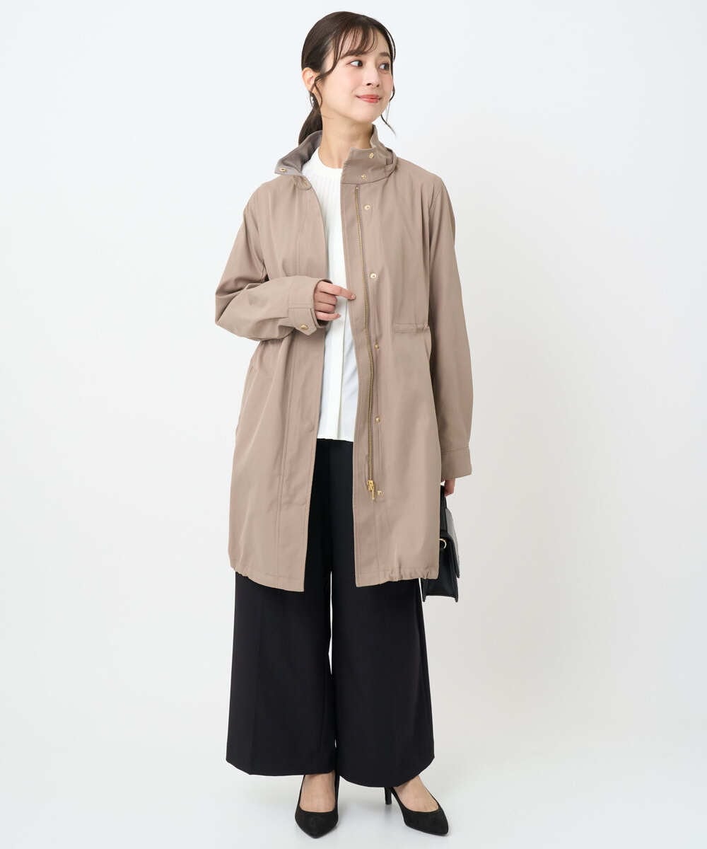 F1VAD42380 MK MICHEL KLEIN(小さいサイズ)(メゾン ドゥ サンク) 【小さいサイズ】ダウンライナー付きマルチwayモッズコート/撥水加工 モカ