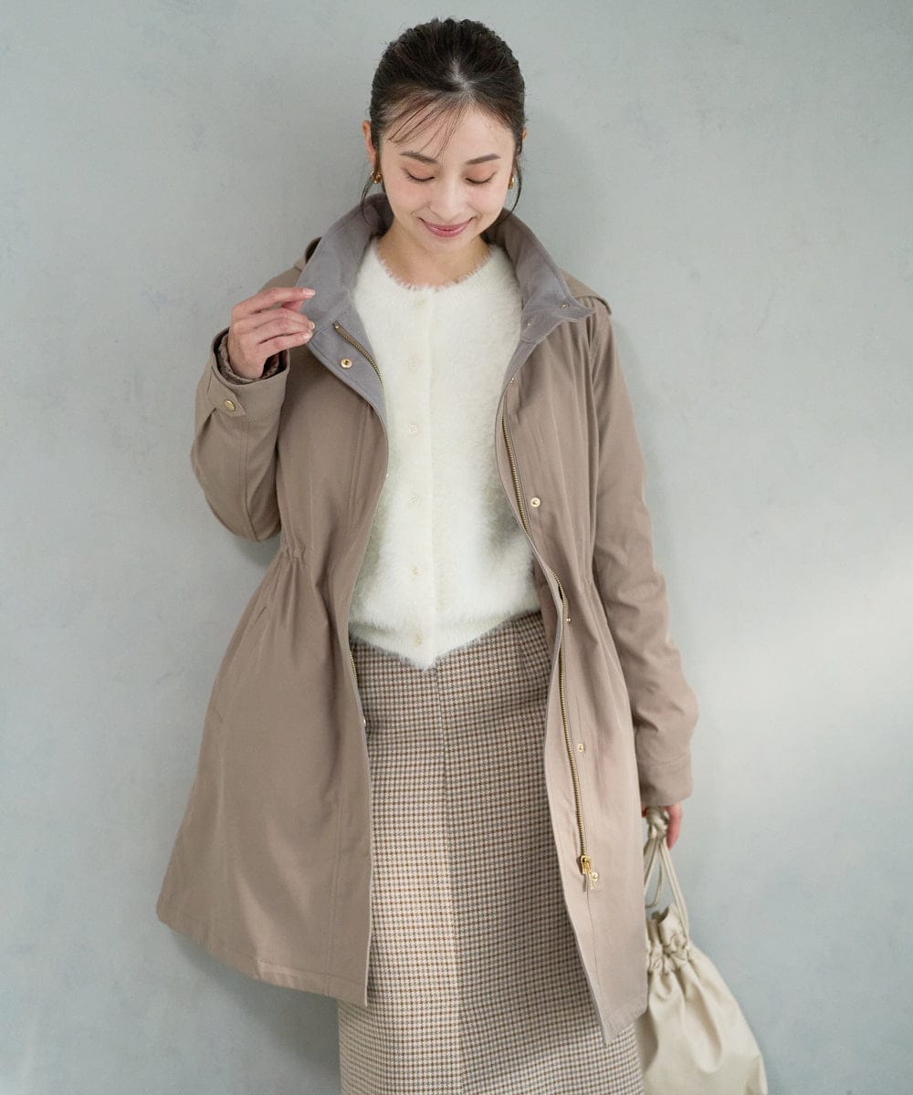 F1VAD42380 MK MICHEL KLEIN(小さいサイズ)(メゾン ドゥ サンク) 【小さいサイズ】ダウンライナー付きマルチwayモッズコート/撥水加工 モカ