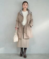 F1VAD42380 MK MICHEL KLEIN(小さいサイズ)(メゾン ドゥ サンク) 【小さいサイズ】ダウンライナー付きマルチwayモッズコート/撥水加工 モカ