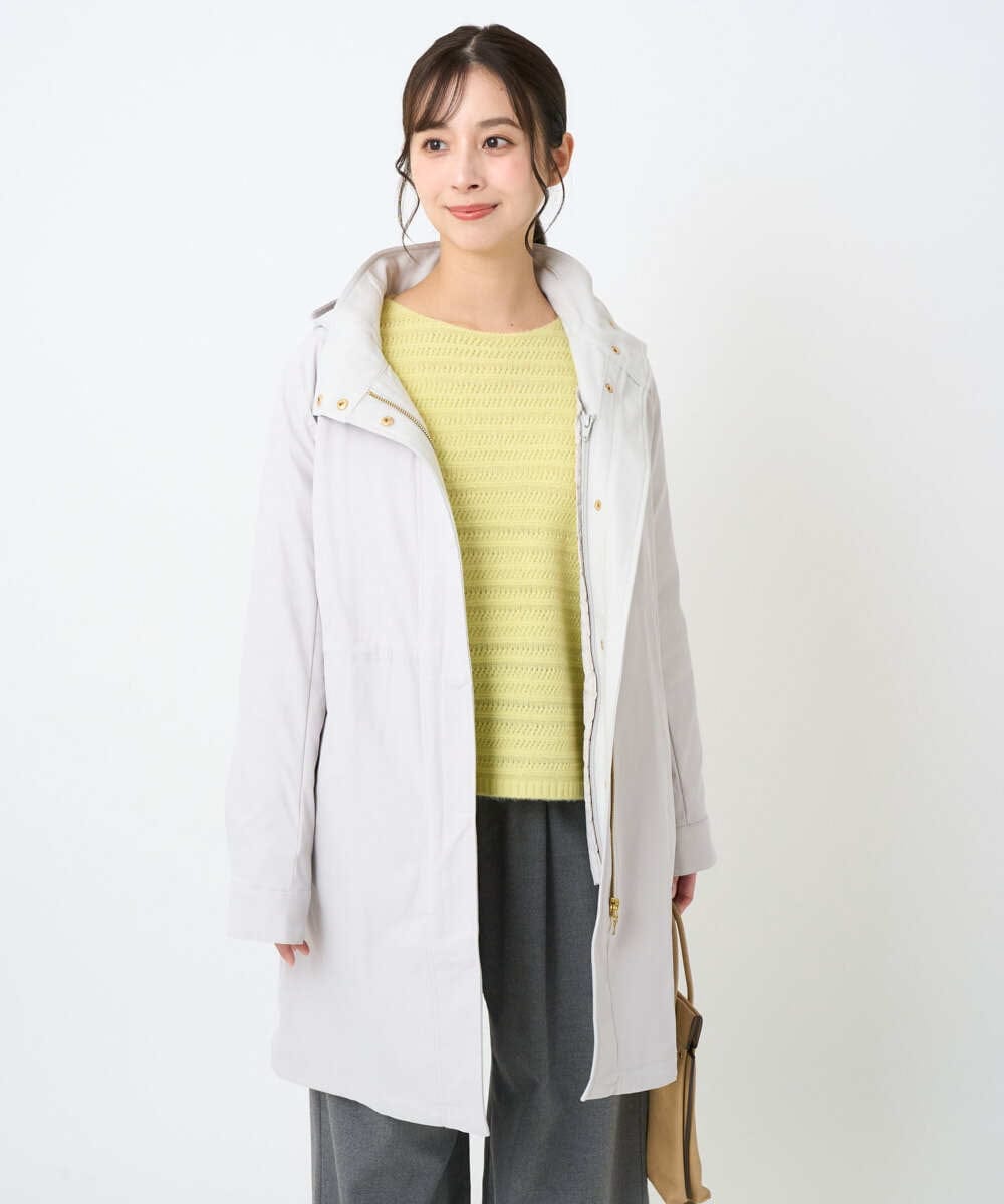F1VAD42380 MK MICHEL KLEIN(小さいサイズ)(メゾン ドゥ サンク) 【小さいサイズ】ダウンライナー付きマルチwayモッズコート/撥水加工 ライトグレー