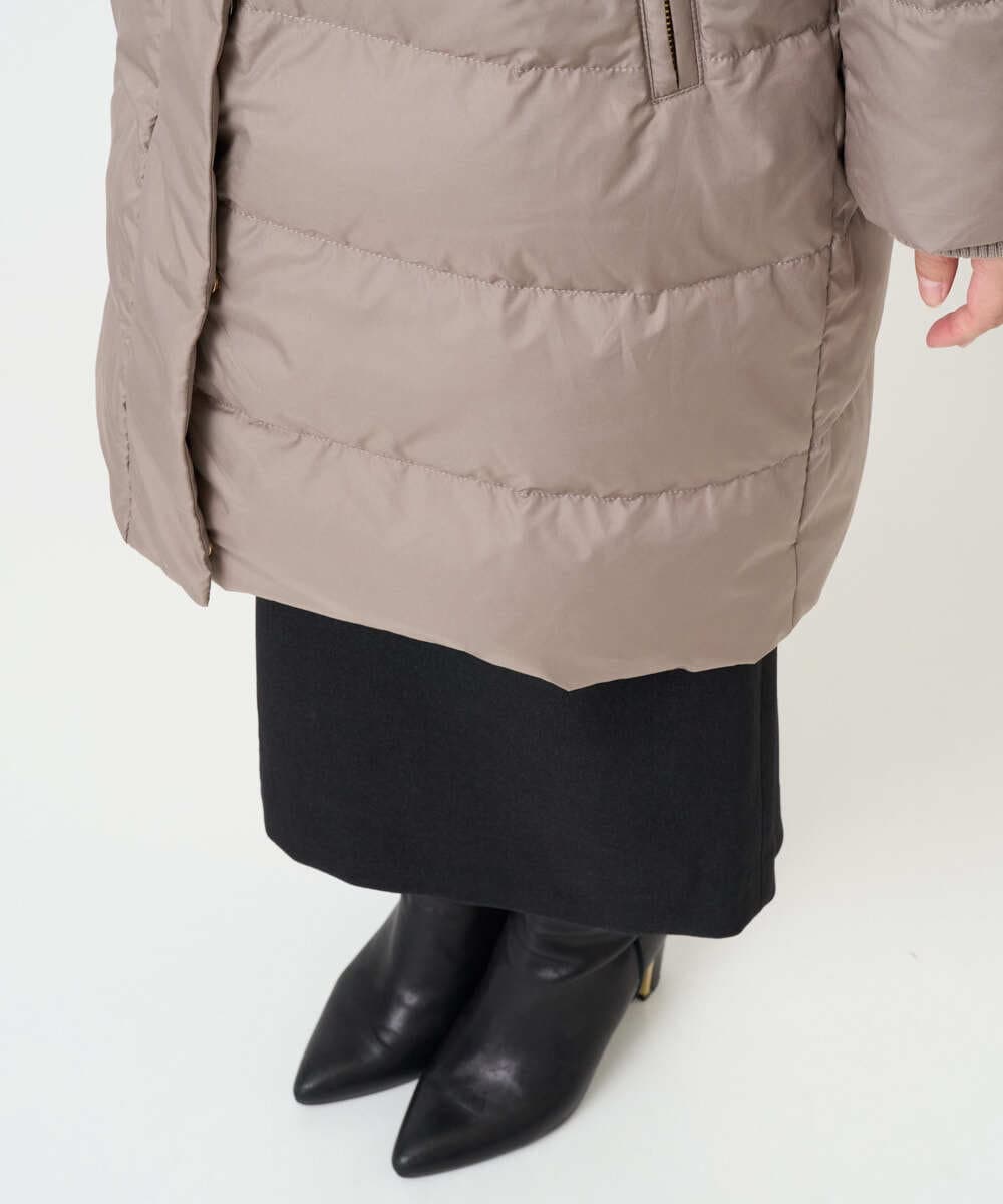 F1VAD50350 MK MICHEL KLEIN(小さいサイズ)(メゾン ドゥ サンク) 【小さいサイズ】ベーシックタフタ ロングダウンコート/撥水加工 モカ