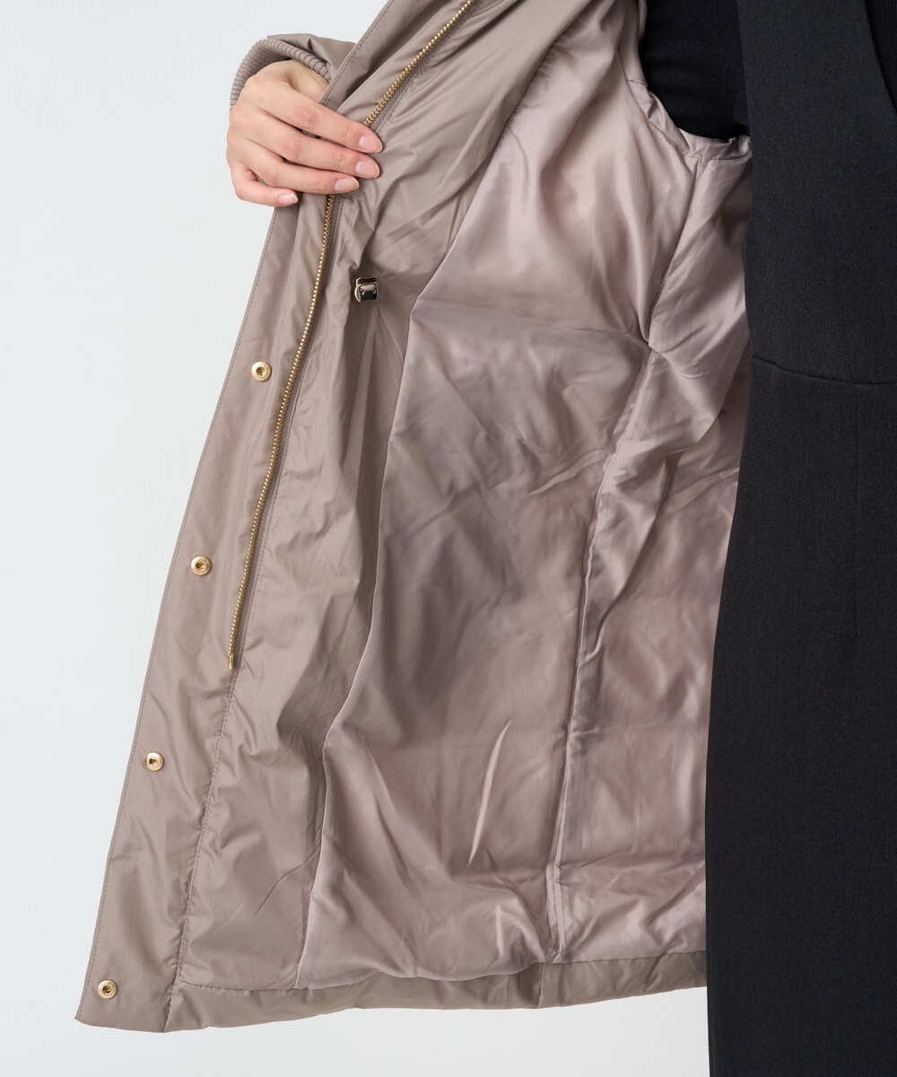 F1VAD50350 MK MICHEL KLEIN(小さいサイズ)(メゾン ドゥ サンク) 【小さいサイズ】ベーシックタフタ ロングダウンコート/撥水加工 モカ
