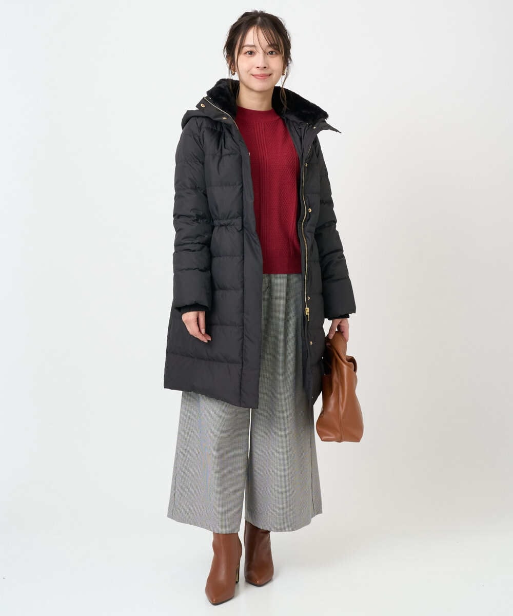 F1VAD50350 MK MICHEL KLEIN(小さいサイズ)(メゾン ドゥ サンク) 【小さいサイズ】ベーシックタフタ ロングダウンコート/撥水加工 モカ
