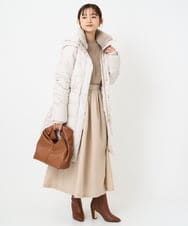 F1VAD50350 MK MICHEL KLEIN(小さいサイズ)(メゾン ドゥ サンク) 【小さいサイズ】ベーシックタフタ ロングダウンコート/撥水加工 モカ