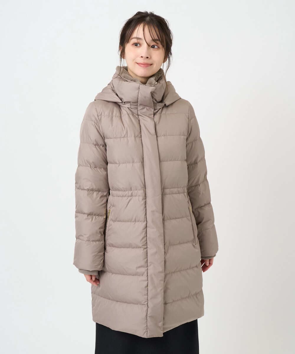 F1VAD50350 MK MICHEL KLEIN(小さいサイズ)(メゾン ドゥ サンク) 【小さいサイズ】ベーシックタフタ ロングダウンコート/撥水加工 モカ