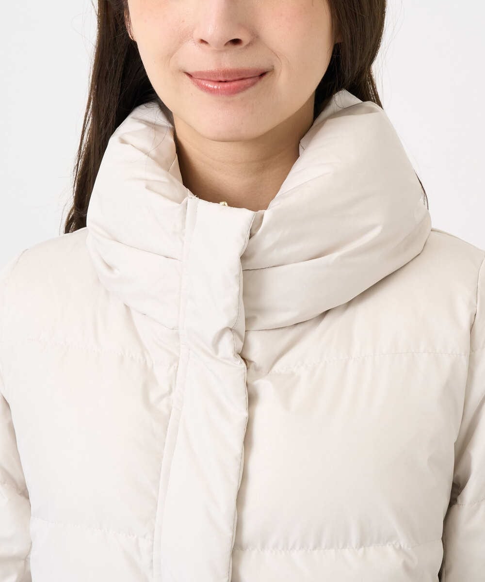 F1VAD52310 MK MICHEL KLEIN(小さいサイズ)(メゾン ドゥ サンク) 【小さいサイズ】ベーシックタフタ ミドルダウンコート/撥水加工 アイボリー