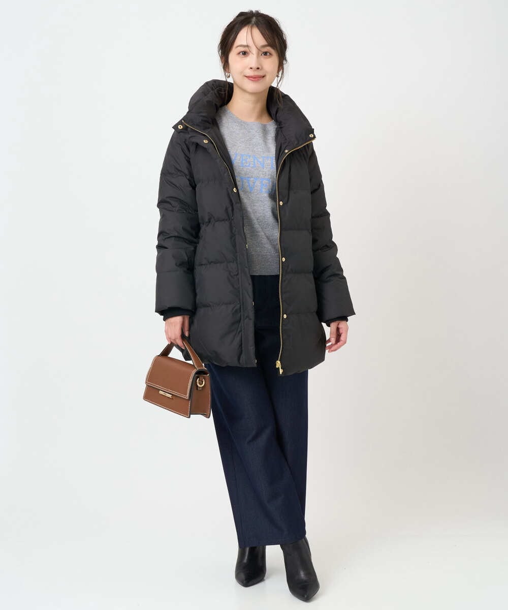 F1VAD52310 MK MICHEL KLEIN(小さいサイズ)(メゾン ドゥ サンク) 【小さいサイズ】ベーシックタフタ ミドルダウンコート/撥水加工 アイボリー