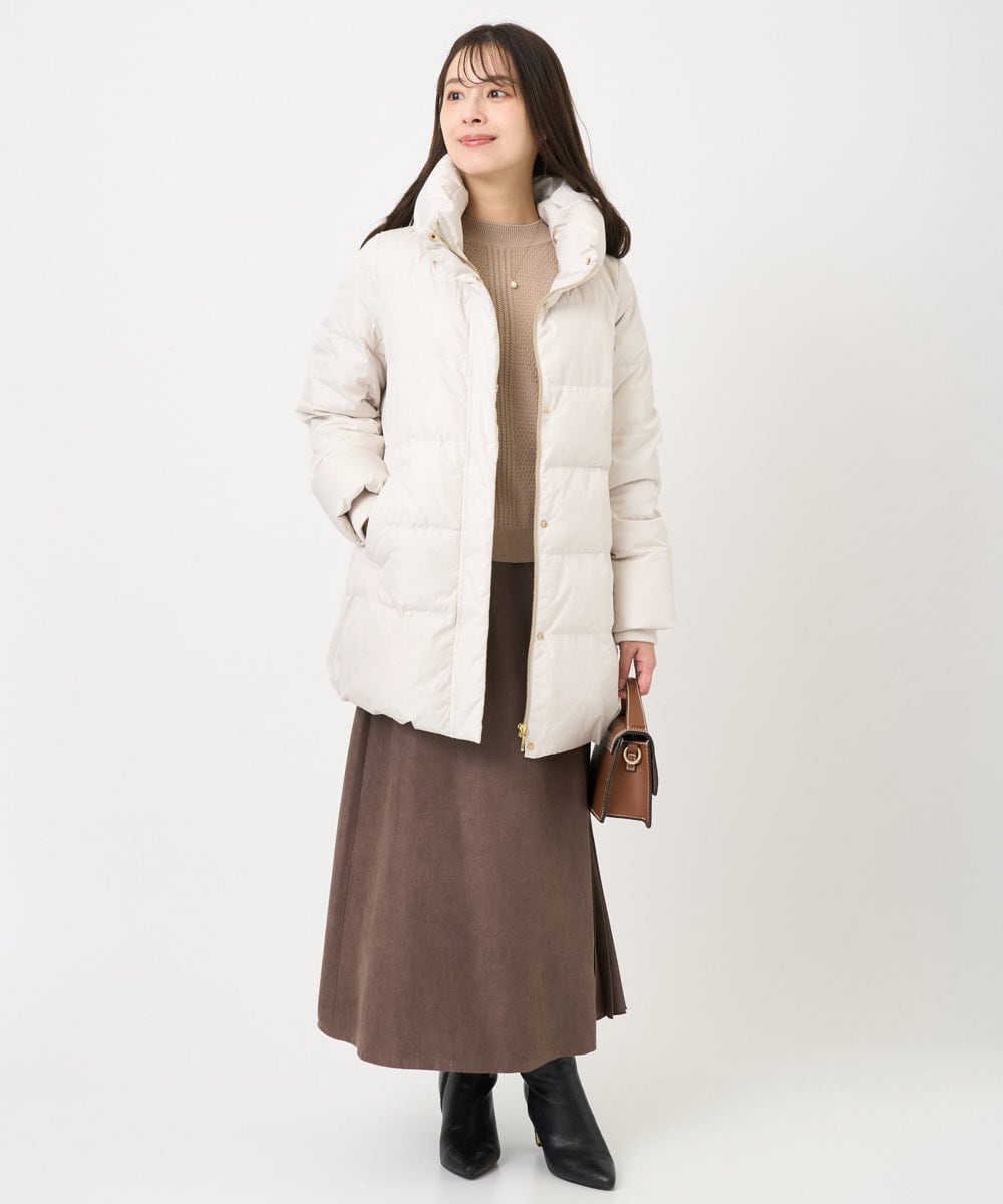 F1VAD52310 MK MICHEL KLEIN(小さいサイズ)(メゾン ドゥ サンク) 【小さいサイズ】ベーシックタフタ ミドルダウンコート/撥水加工 アイボリー