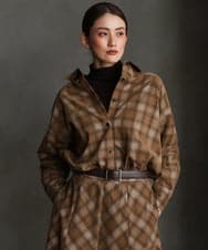 F6BAG20250 MICHEL KLEIN(小さいサイズ)(メゾン ドゥ サンク) 【小さいサイズ】[セットアップ対応]チェックコーデュロイシャツ ベージュ