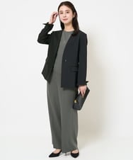F6BDA08180 MICHEL KLEIN(小さいサイズ)(メゾン ドゥ サンク) [小さいサイズ]プルオーバーブラウス(セットアップ対応/洗える) ネイビー