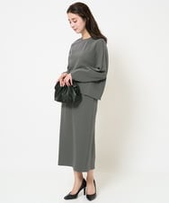 F6BDA08180 MICHEL KLEIN(小さいサイズ)(メゾン ドゥ サンク) [小さいサイズ]プルオーバーブラウス(セットアップ対応/洗える) ネイビー
