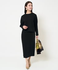 F6BDA08180 MICHEL KLEIN(小さいサイズ)(メゾン ドゥ サンク) [小さいサイズ]プルオーバーブラウス(セットアップ対応/洗える) ネイビー