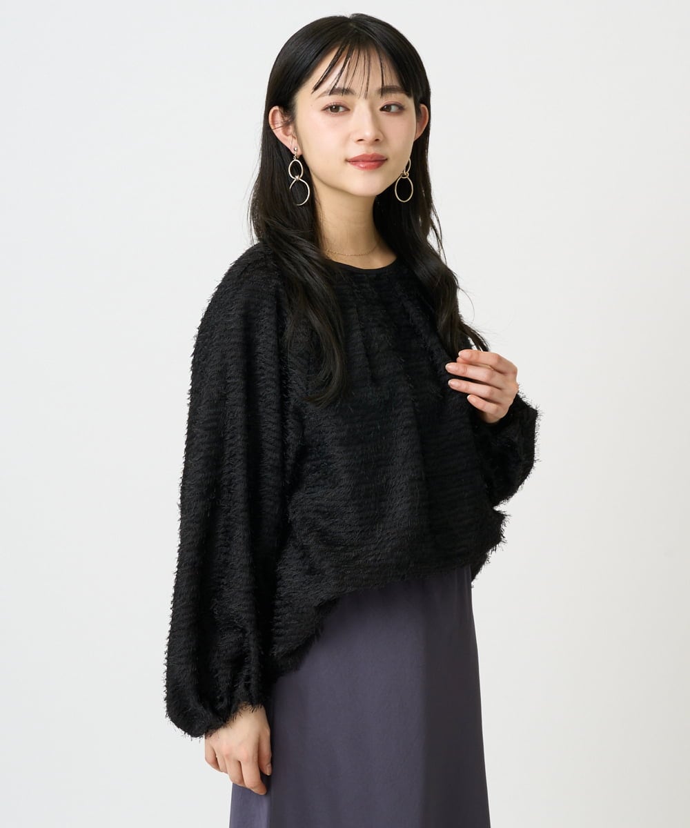 F6BDD03220 MICHEL KLEIN(小さいサイズ)(メゾン ドゥ サンク) [小さいサイズ][セットアップ対応]袖ボリュームブラウス ブラック