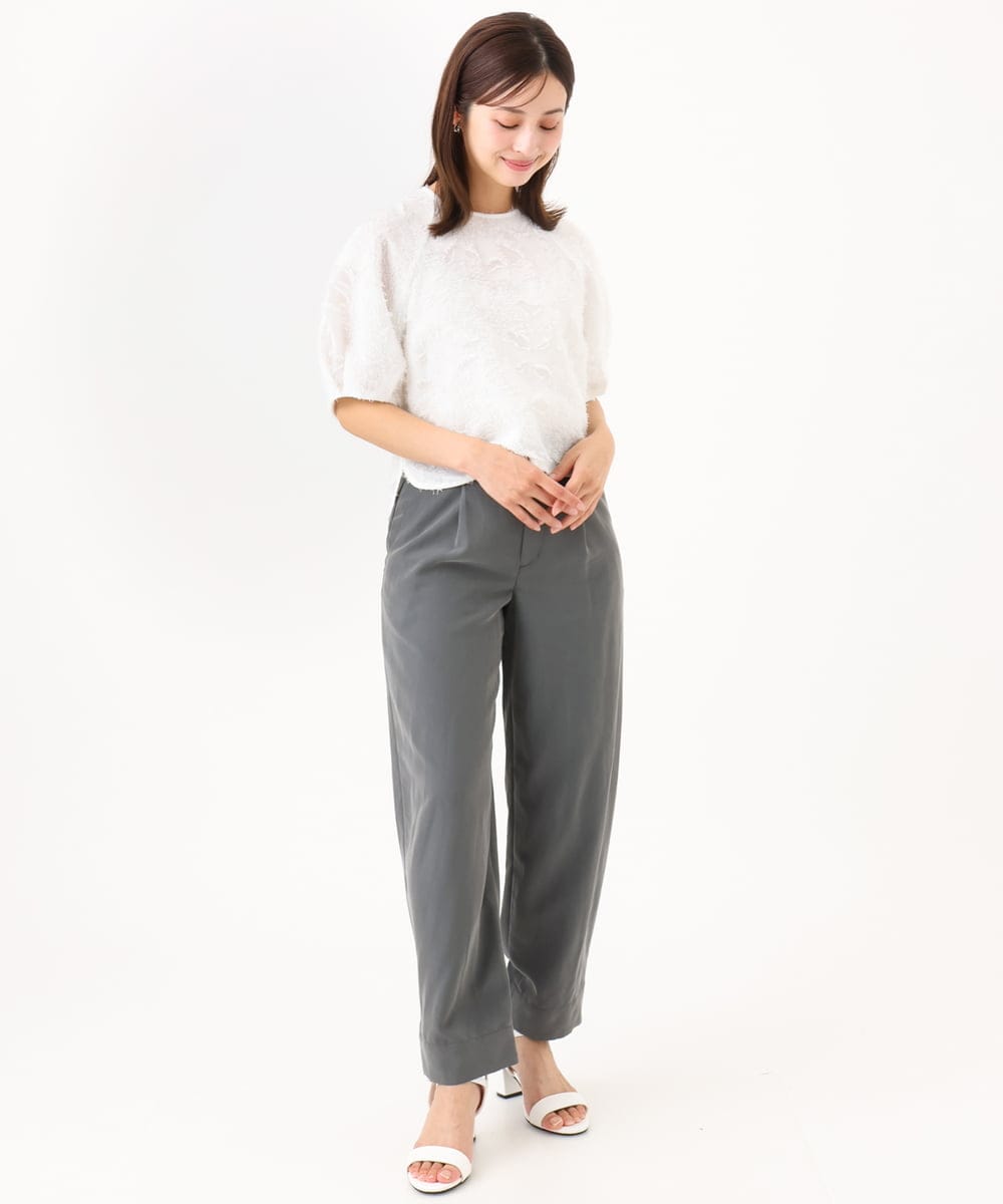F6BHD05230 MICHEL KLEIN(小さいサイズ)(メゾン ドゥ サンク) 【小さいサイズ】[セットアップ対応]フラワージャカードブラウス ブラック