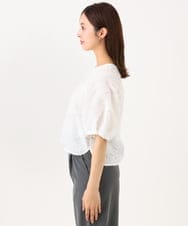 F6BHD05230 MICHEL KLEIN(小さいサイズ)(メゾン ドゥ サンク) 【小さいサイズ】[セットアップ対応]フラワージャカードブラウス ブラック