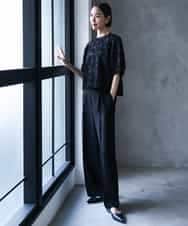 F6BHD05230 MICHEL KLEIN(小さいサイズ)(メゾン ドゥ サンク) 【小さいサイズ】[セットアップ対応]フラワージャカードブラウス ブラック
